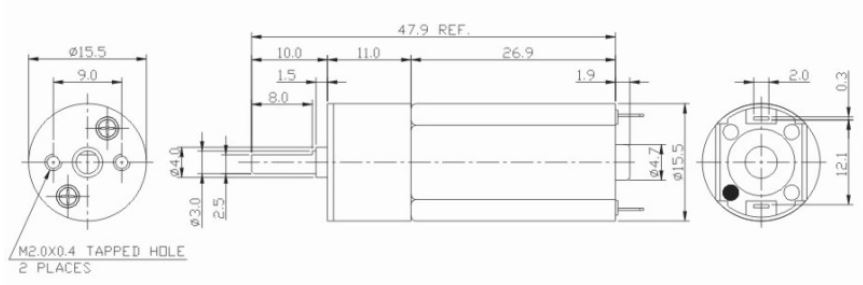 mini dc gear motor GR-50 dimension