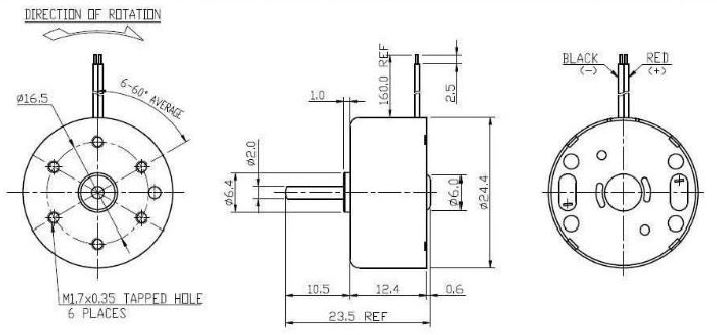 mini dc motor rf-300 dimension