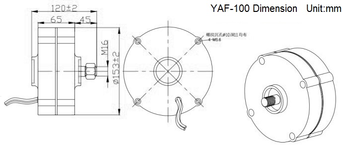 wind turbine generator YAF-100 dimension