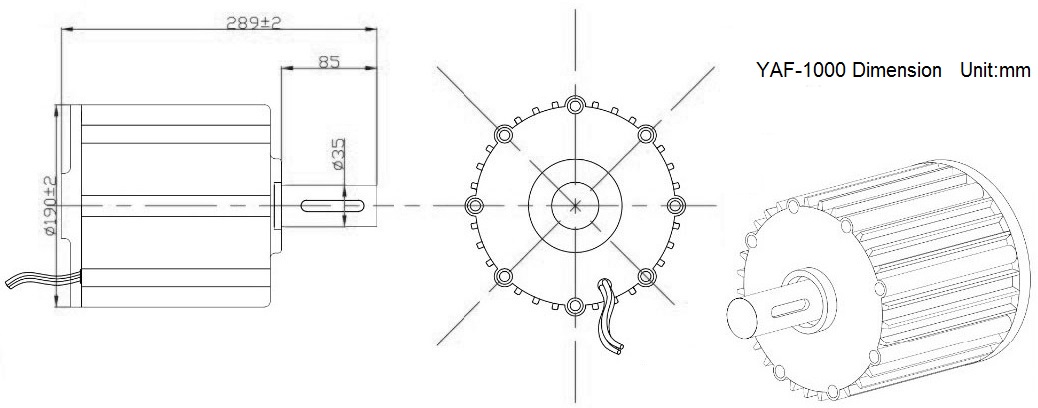 wind turbine generator YAF-1000 dimension