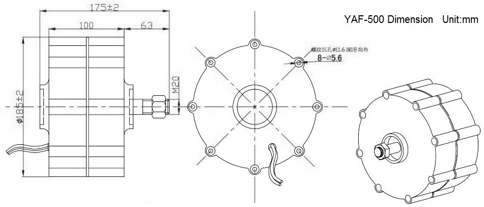 wind turbine generator YAF-500 dimension